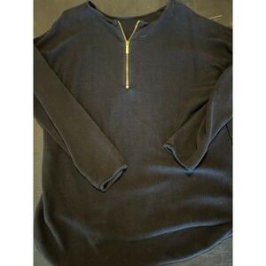 Michael Kors‎ Black Knit Quarter Zip Pullover Sweater